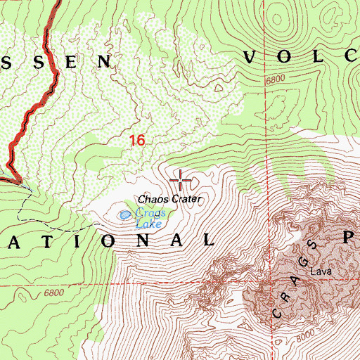 Topographic Map of Chaos Crater, CA