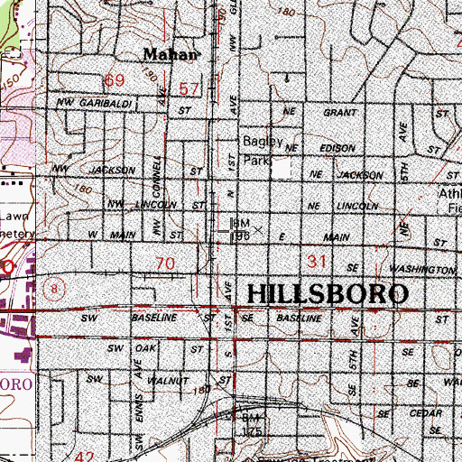 Topographic Map of Washington County Circuit Court Courthouse, OR