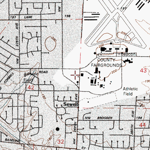 Topographic Map of Hillsboro Armory, OR