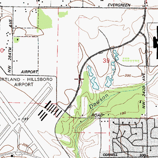 Topographic Map of Hillsboro Main Library, OR