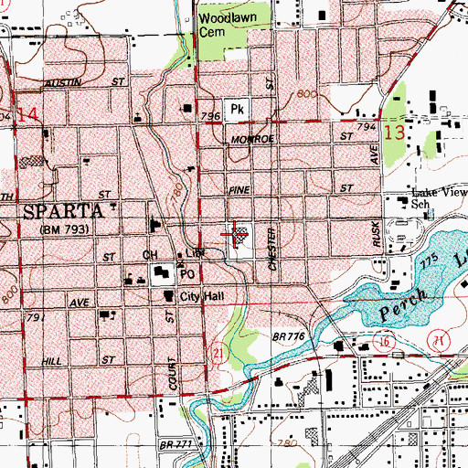 Topographic Map of Sparta Charter Prekindergarten School, WI