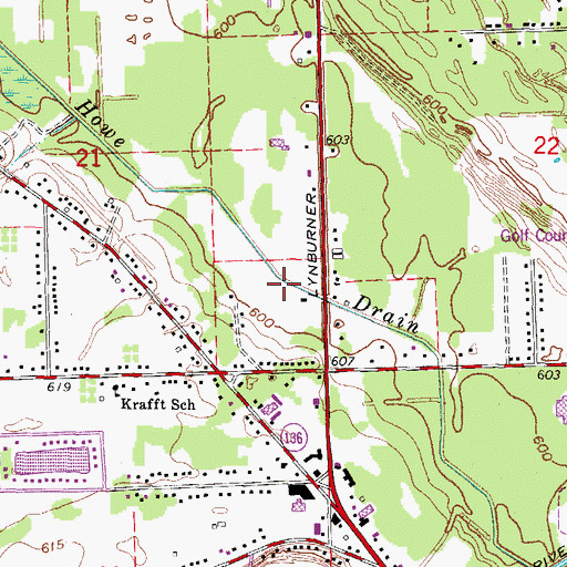 Topographic Map of Huron Plaza Shopping Center, MI