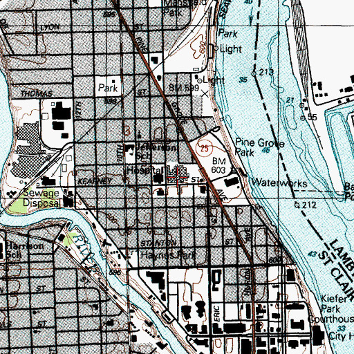 Topographic Map of McLaren Port Huron Hospital, MI