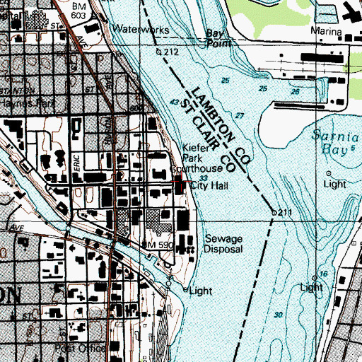 Topographic Map of Port Huron Police Department, MI