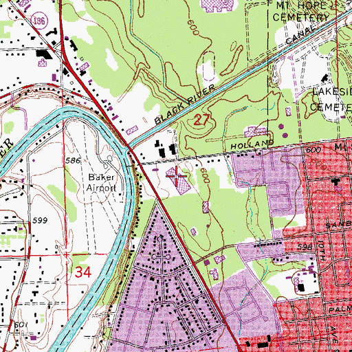 Topographic Map of Pine Grove Plaza Shopping Center, MI