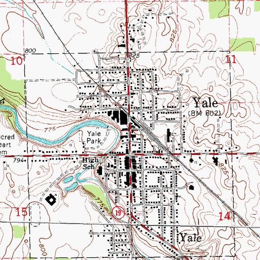 Topographic Map of Sacred Heart Church, MI