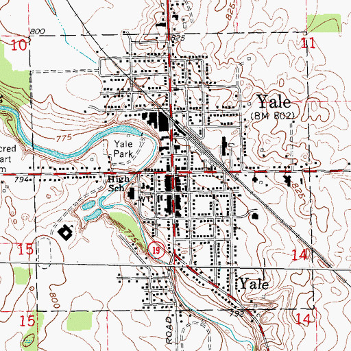 Topographic Map of Yale United Methodist Church, MI