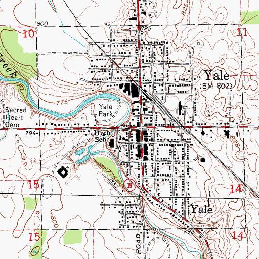 Topographic Map of Yale Public Library, MI