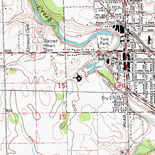 Topographic Map of Yale High School, MI