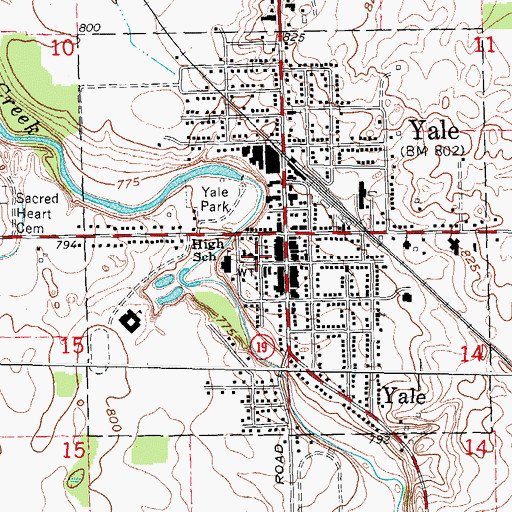 Topographic Map of Yale City Police Department, MI