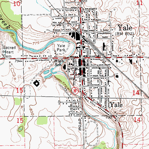 Topographic Map of Yale Post Office, MI