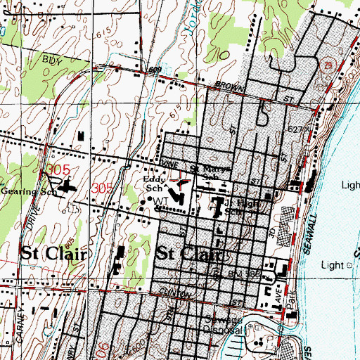 Topographic Map of Immanuel Lutheran Church, MI