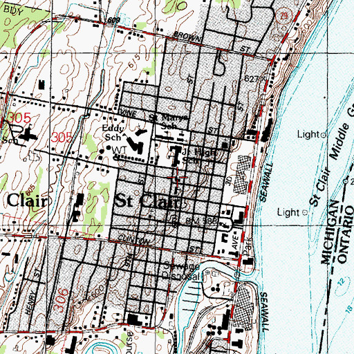 Topographic Map of Saint Paul's Episcopal Church, MI
