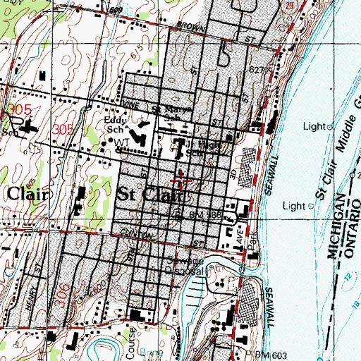 Topographic Map of Saint Peter's Lutheran Church, MI
