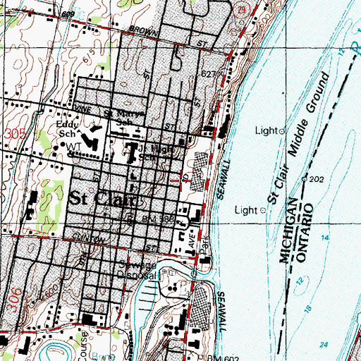 Topographic Map of First Congregational Church, MI
