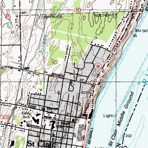 Topographic Map of First United Methodist Church, MI