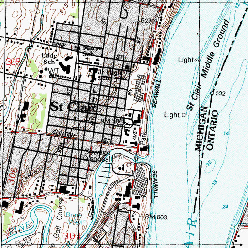 Topographic Map of Saint Clair Area Fire Department, MI