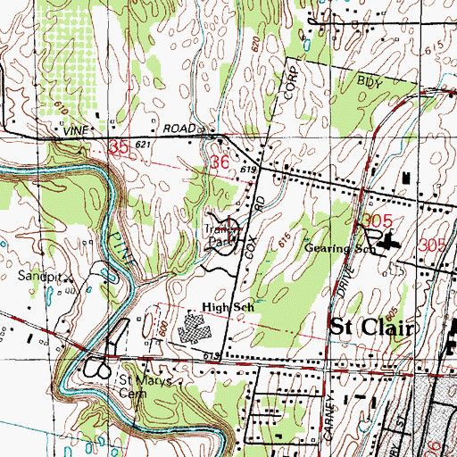 Topographic Map of Saint Clair Place Mobile Home Park, MI