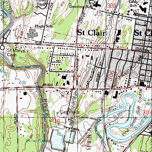 Topographic Map of Saint Clair Landing Shopping Center, MI