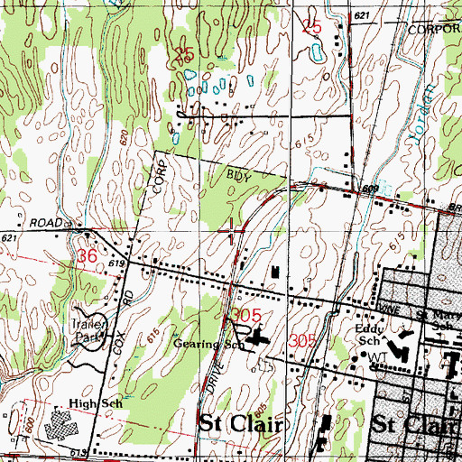 Topographic Map of Saint Clair City Police Department, MI