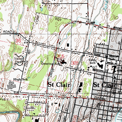 Topographic Map of Gearing Elementary School, MI