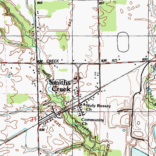 Topographic Map of Smiths Creek Post Office, MI