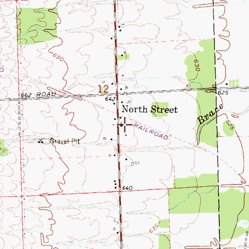 Topographic Map of North Street Baptist Church, MI