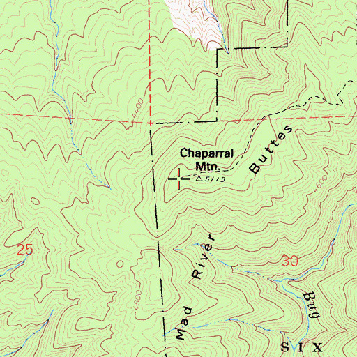 Topographic Map of Chaparral Mountain, CA