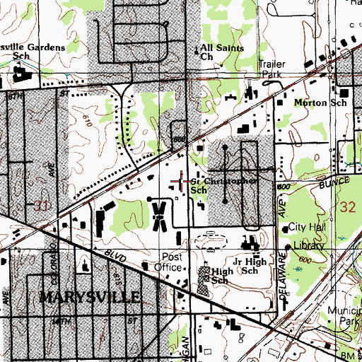 Topographic Map of Saint Christopher Catholic Church, MI