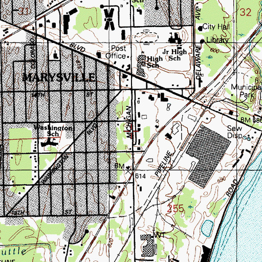 Topographic Map of Gracemont Baptist Church, MI