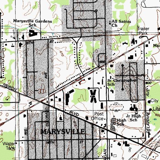 Topographic Map of Mercy Family Care, MI