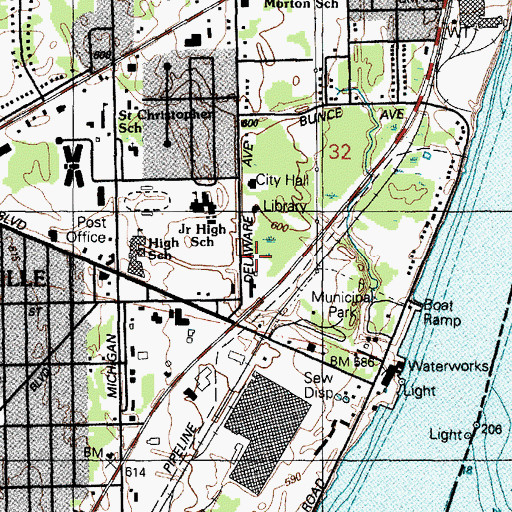 Topographic Map of Marysville Police Department, MI