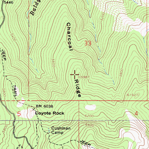 Topographic Map of Charcoal Ridge, CA