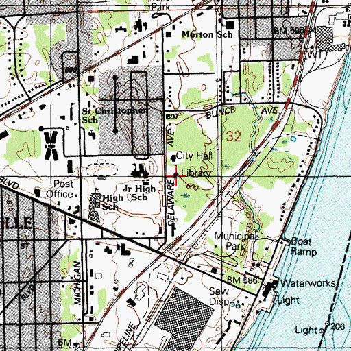 Topographic Map of Marysville Public Library, MI