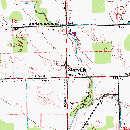 Topographic Map of Starville Church, MI
