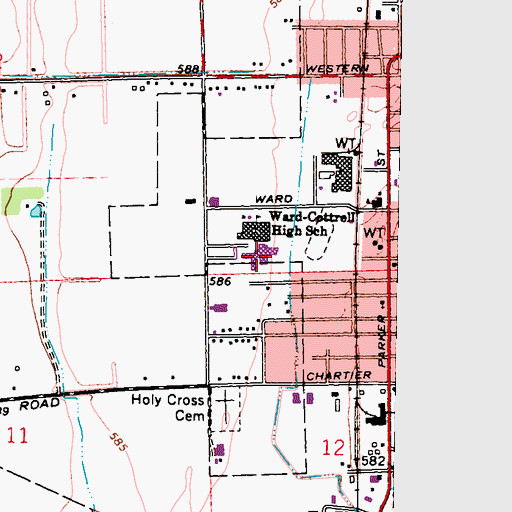 Topographic Map of Marine City High School, MI