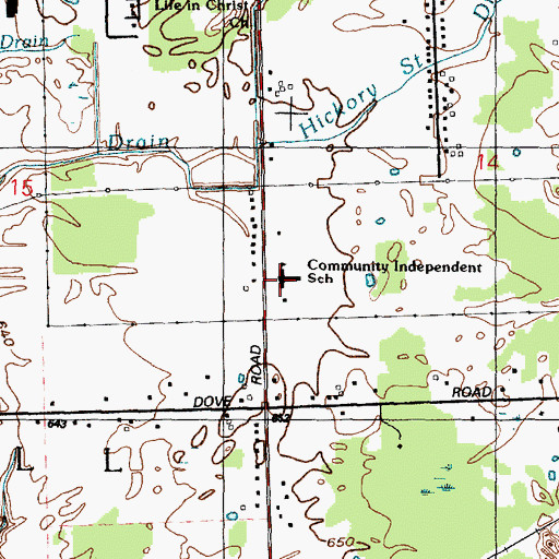 Topographic Map of Community Baptist Church, MI