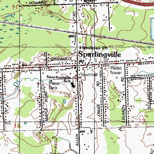 Topographic Map of G Lynn Campbell Library, MI