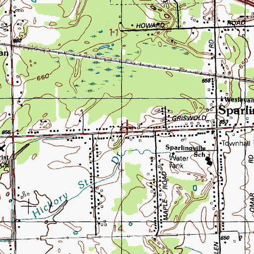 Topographic Map of Sparlingville Baptist Church, MI