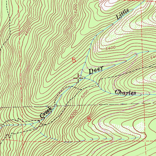 Topographic Map of Charles Creek, CA
