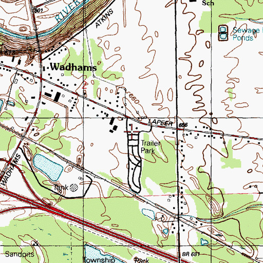 Topographic Map of Port Huron KOA Campgrounds, MI
