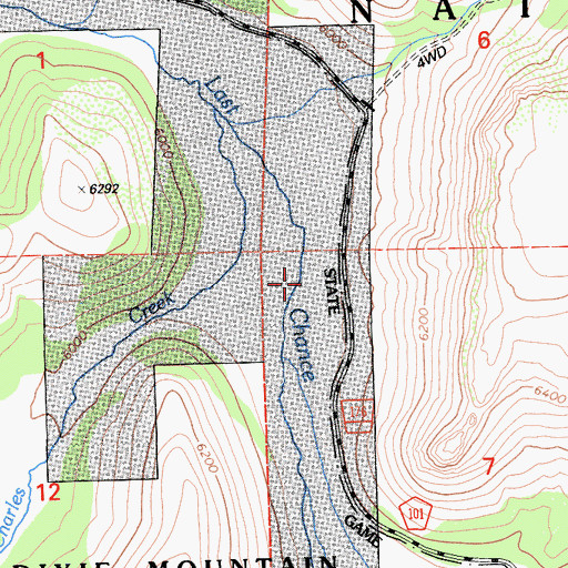 Topographic Map of Charles Creek, CA