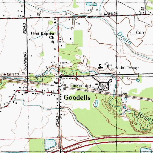 Topographic Map of County Park Bible Church, MI