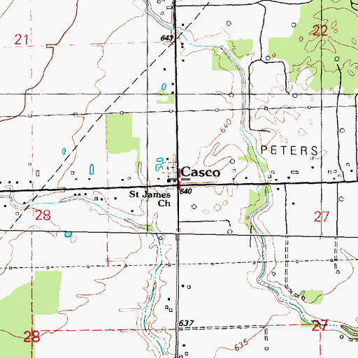 Topographic Map of Casco Post Office (historical), MI