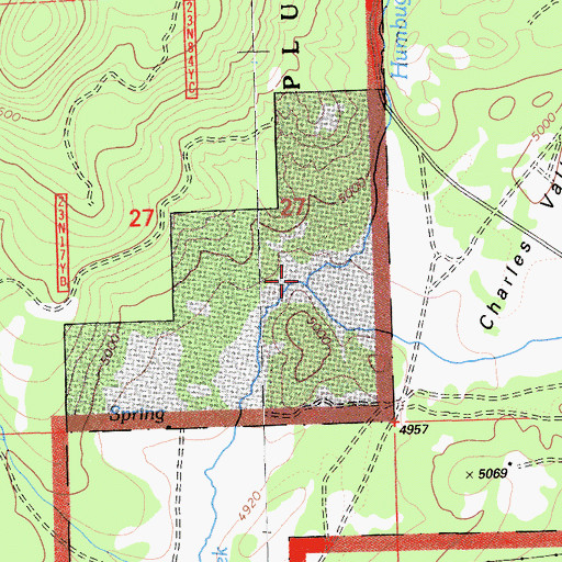 Topographic Map of Charles Valley Creek, CA