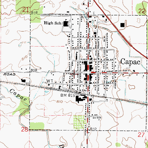 Topographic Map of First United Methodist Church, MI