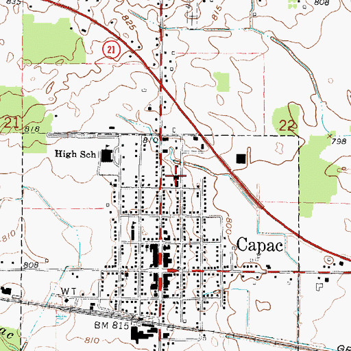 Topographic Map of Saint John's Lutheran Church, MI