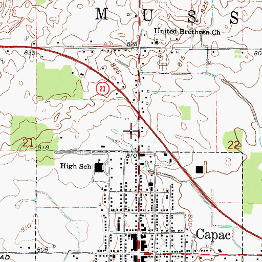 Topographic Map of Saint Nicholas Catholic Church, MI