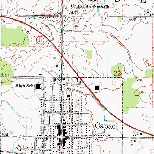 Topographic Map of Mercy Family Care, MI