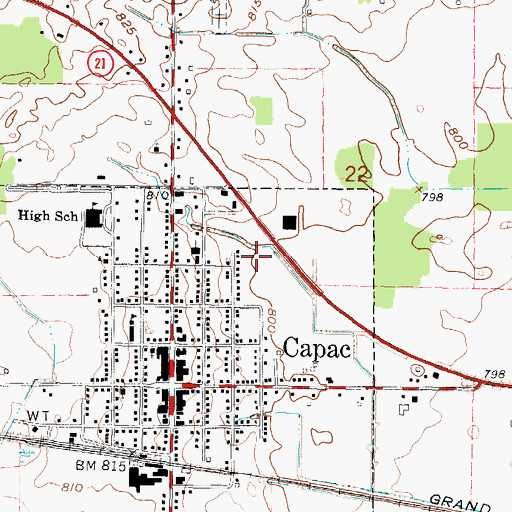 Topographic Map of Capac Community Museum, MI